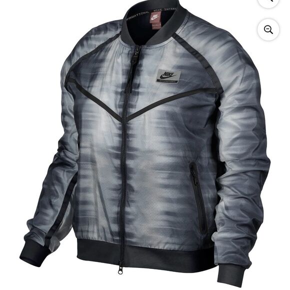 NWT New NIKE Black Gray White Ombré Tie Dye Bomber Jacket Small - Picture 1 of 6
